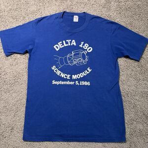 Vintage 1986 Delta 180 Science Module SDI Cold War Space Program T-Shirt Adult L